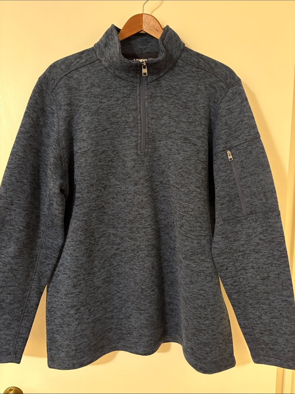 Lands' End Men's Heathered Navy Quarter-Zip Pullover